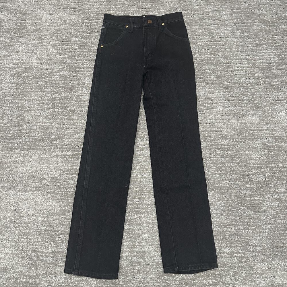VTG Wrangler Jeans Boys 12 Slim Black Firewash 1980s Made in USA 13MWZBB